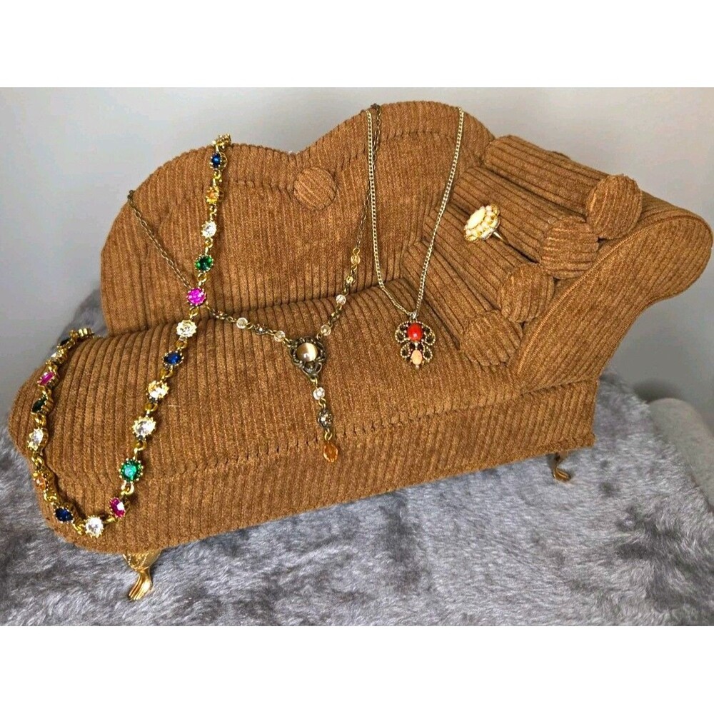 Vintage Jewelry Box Lot Colorful Rhinestone Necklaces Ring Earrings Estate
